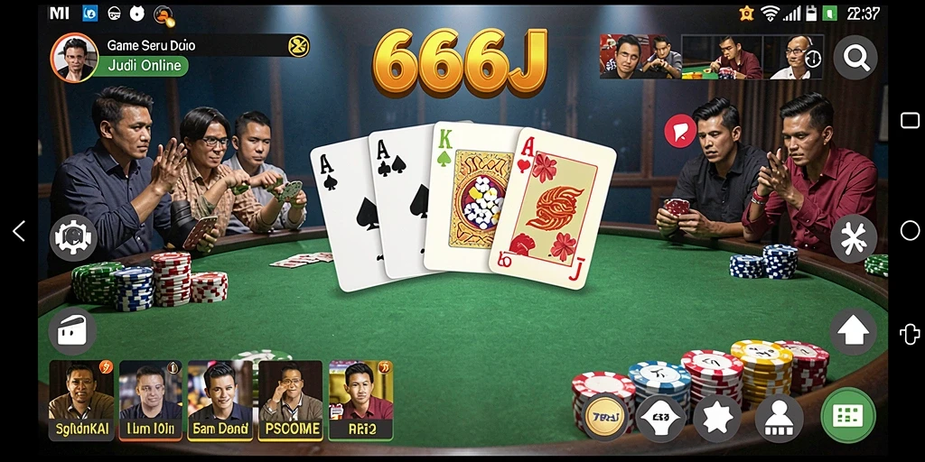 Tampilan screenshot gameplay Domino yang menarik di 666J.