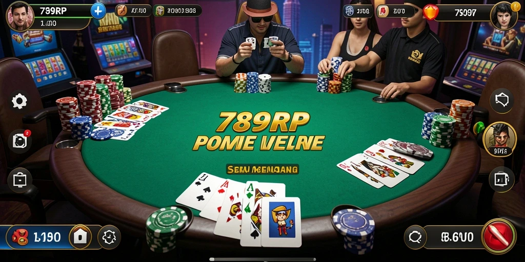 Tampilan screenshot permainan poker yang mendebarkan.