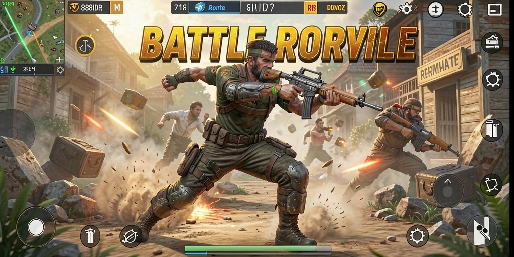 Gameplay mendebarkan dalam pertempuran Battle Royale