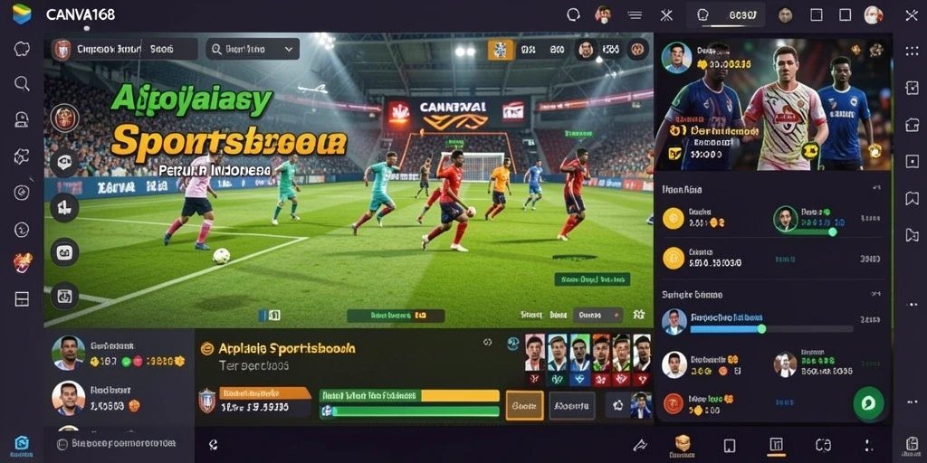 Tampilan menarik dari fitur taruhan Sportsbook di CANVA168.