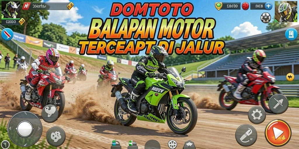 Screenshot gameplay yang menunjukkan aksi balap motor seru.