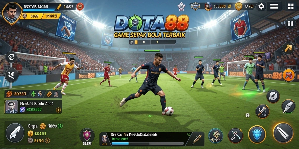 Gameplay seru DOTA88 dengan aksi sepak bola nyata.