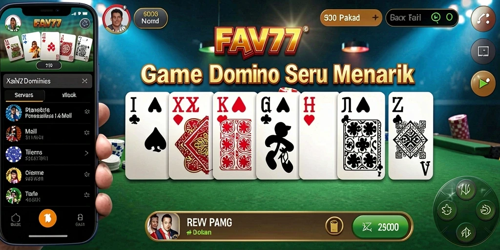 Screenshot utama FAV77 menampilkan aksi seru permainan Domino.