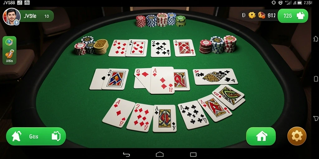 Tampilan gameplay JVS88 yang menarik dengan suasana Gaple yang kental.