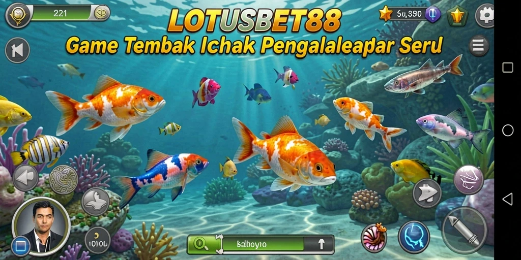 Screenshot LOTUSBET88 menunjukkan aksi menangkap ikan yang mendebarkan.