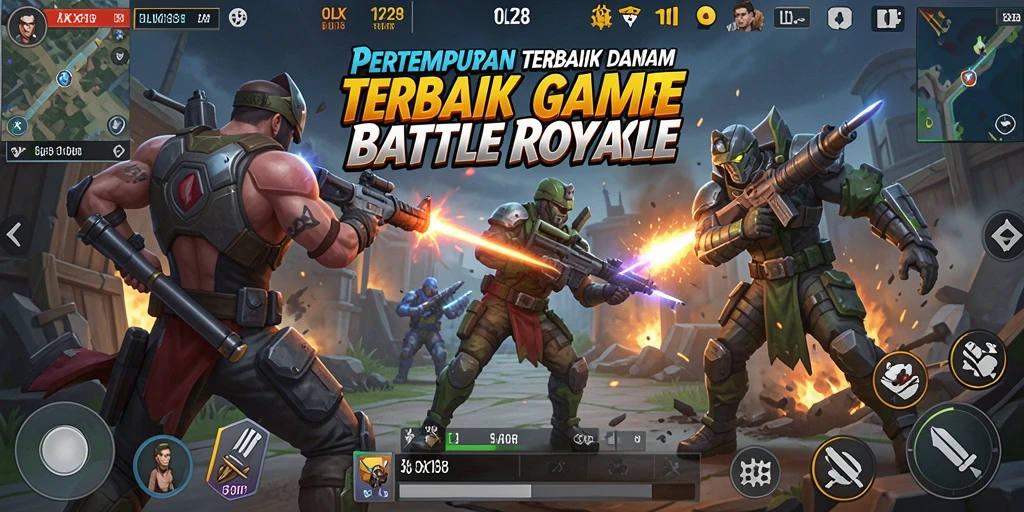 Screenshot gameplay OLX128 menampilkan pertempuran intens dan interaksi antarpemain.
