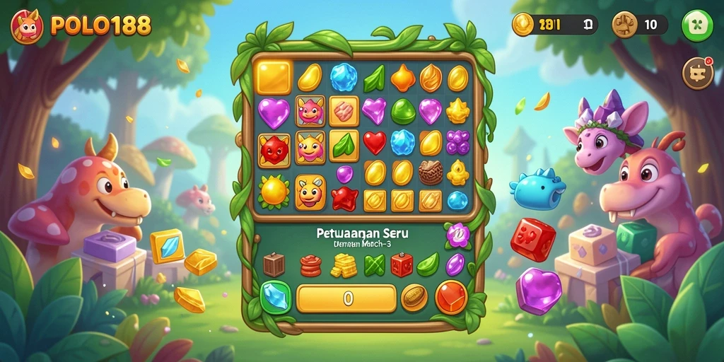 Tampilan gameplay seru dalam permainan Match-3 POLO188.