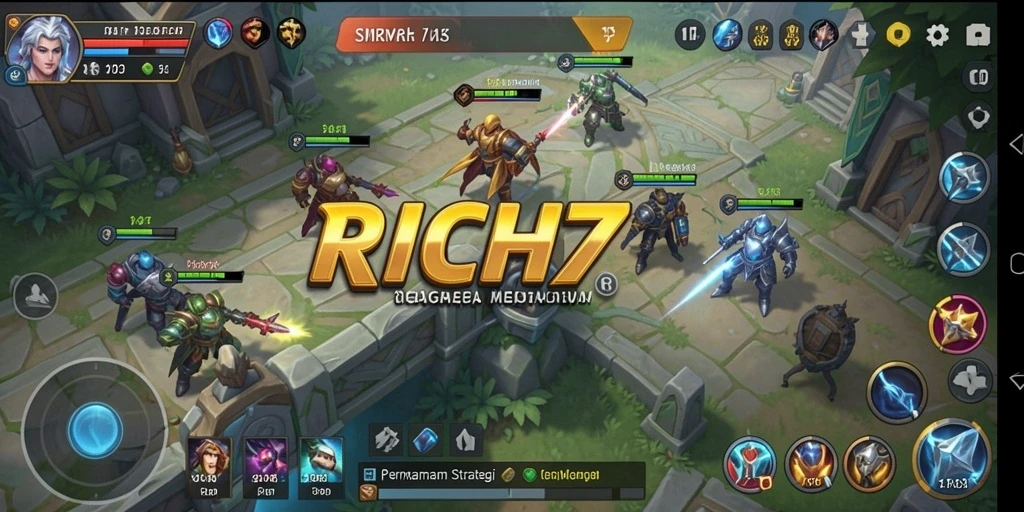Tangkapan layar RICH7 menampilkan aksi pertempuran yang mendebarkan dalam game SLG.