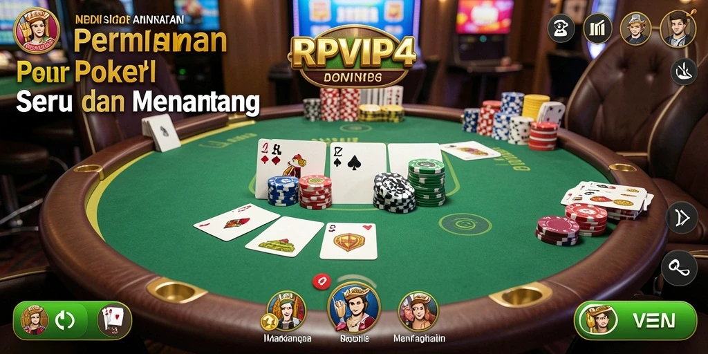 Screenshot gameplay RPVIP4 menunjukkan aksi poker yang seru dan mendebarkan.