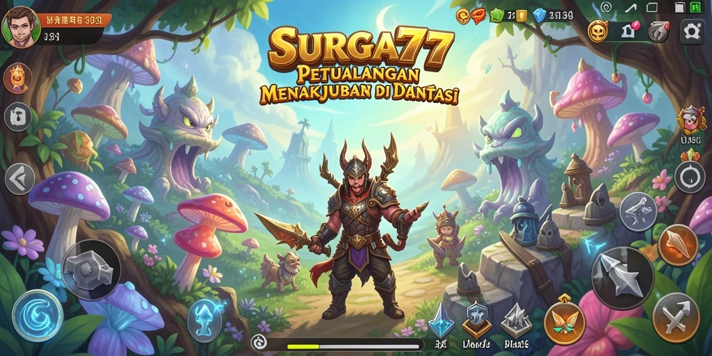 Tangkapan layar menggambarkan gameplay mendebarkan di SURGA77.